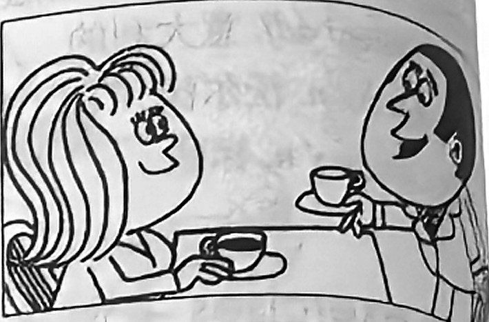 Robert and Sophie introduce themselves over a cup of tea.