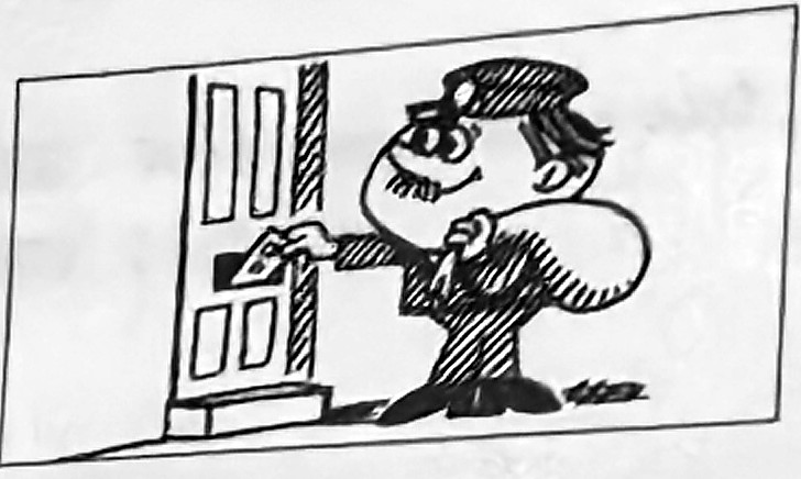 A postman delivers a letter.