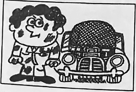 A mechanic with a dirty face beside a car.