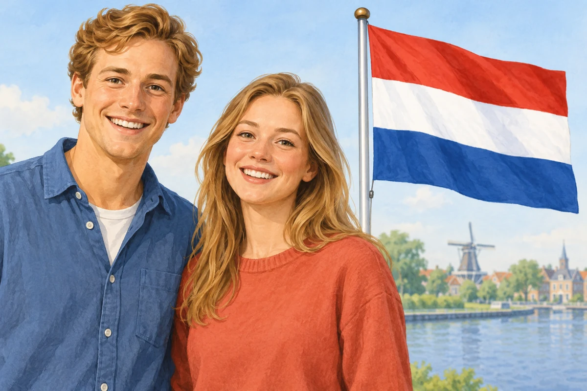 Two people; the printed nationality cue is Dutch.