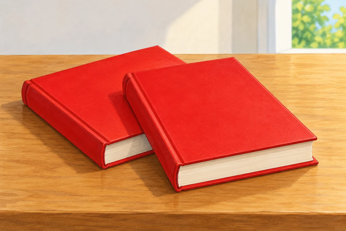 Two books; the printed colour cue is red.
