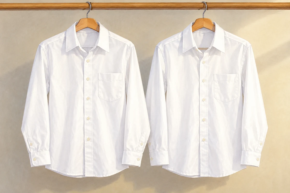 Two shirts; the printed colour cue is white.