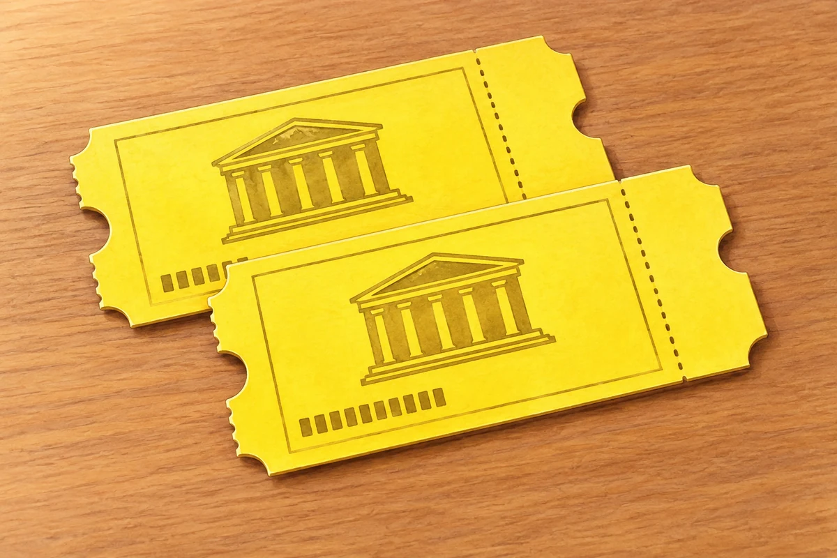 Two tickets; the printed colour cue is yellow.