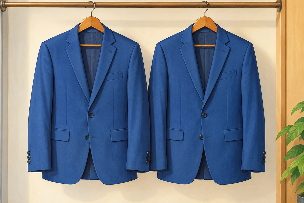 Two suits; the printed colour cue is blue.