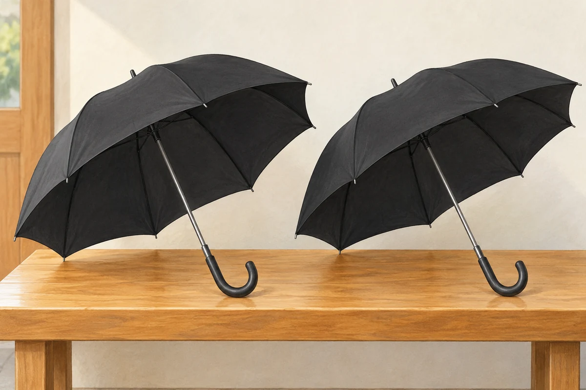 Two umbrellas; the printed colour cue is black.