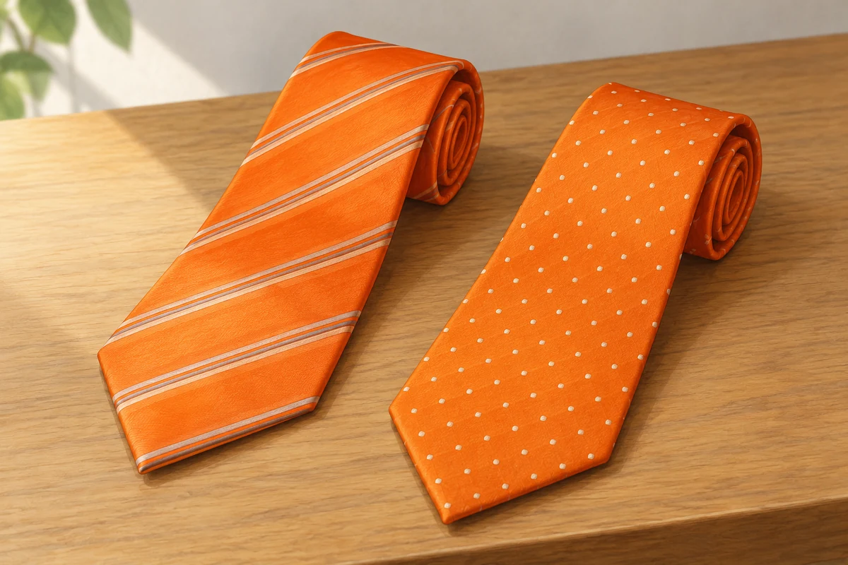 Two ties; the printed colour cue is orange.