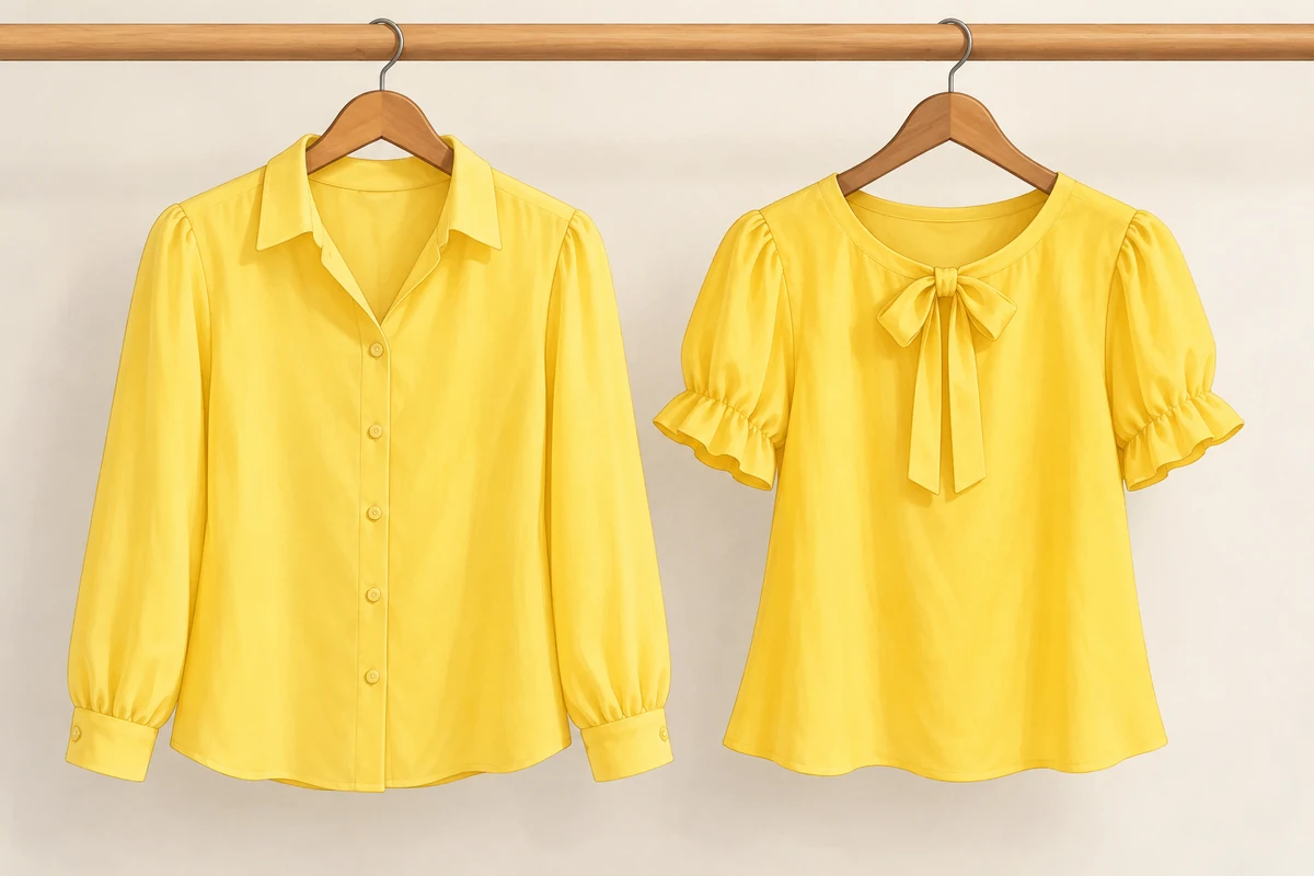 Two blouses; the printed colour cue is yellow.
