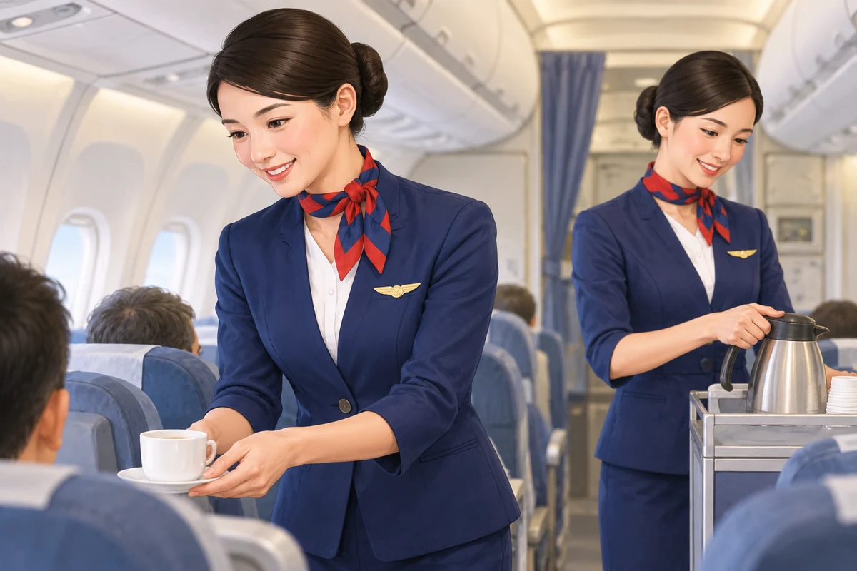 Two air hostesses.