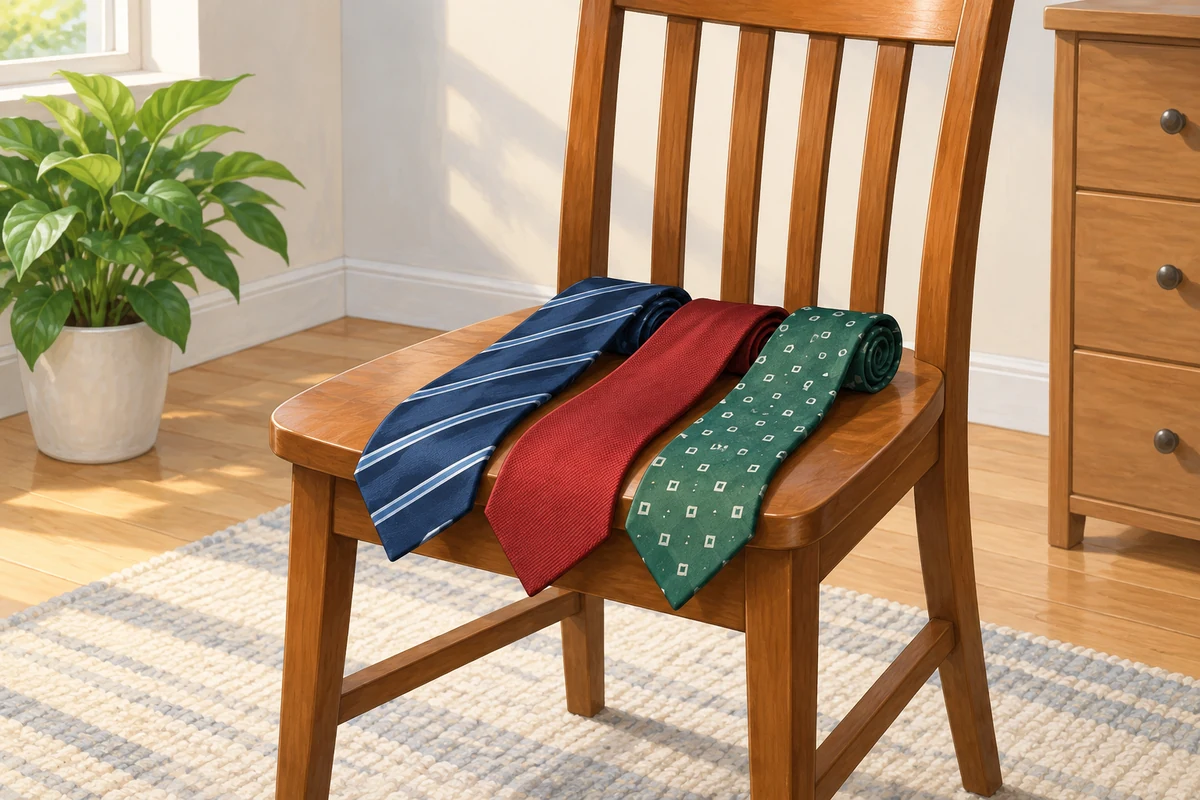 Ties on the chair.