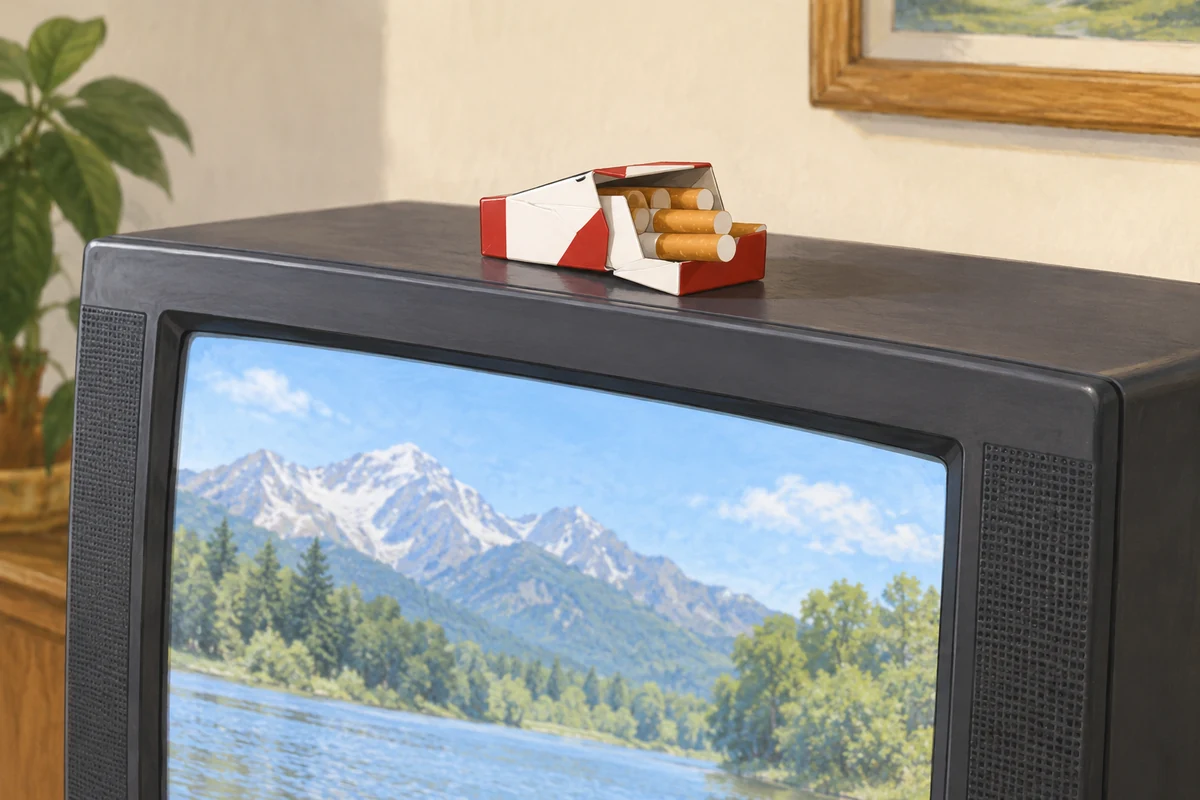 Cigarettes on the television.