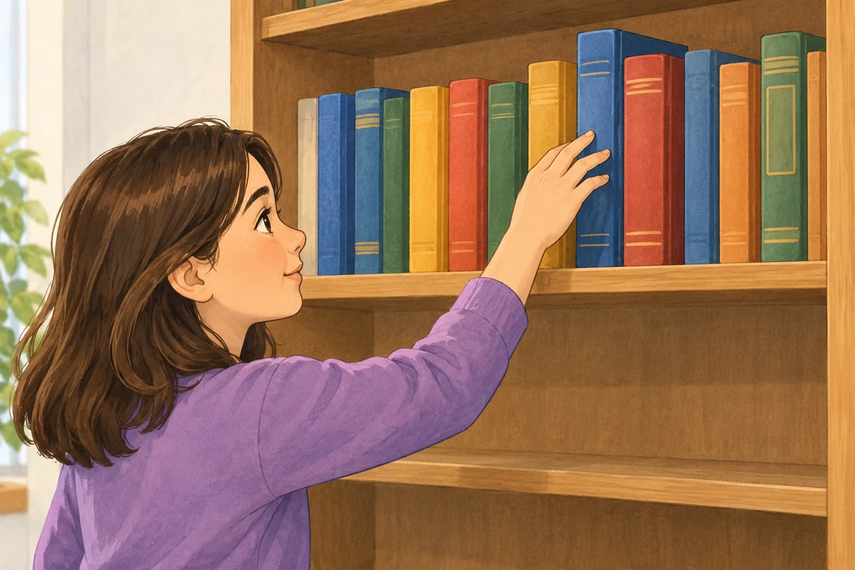 Books on the shelf.