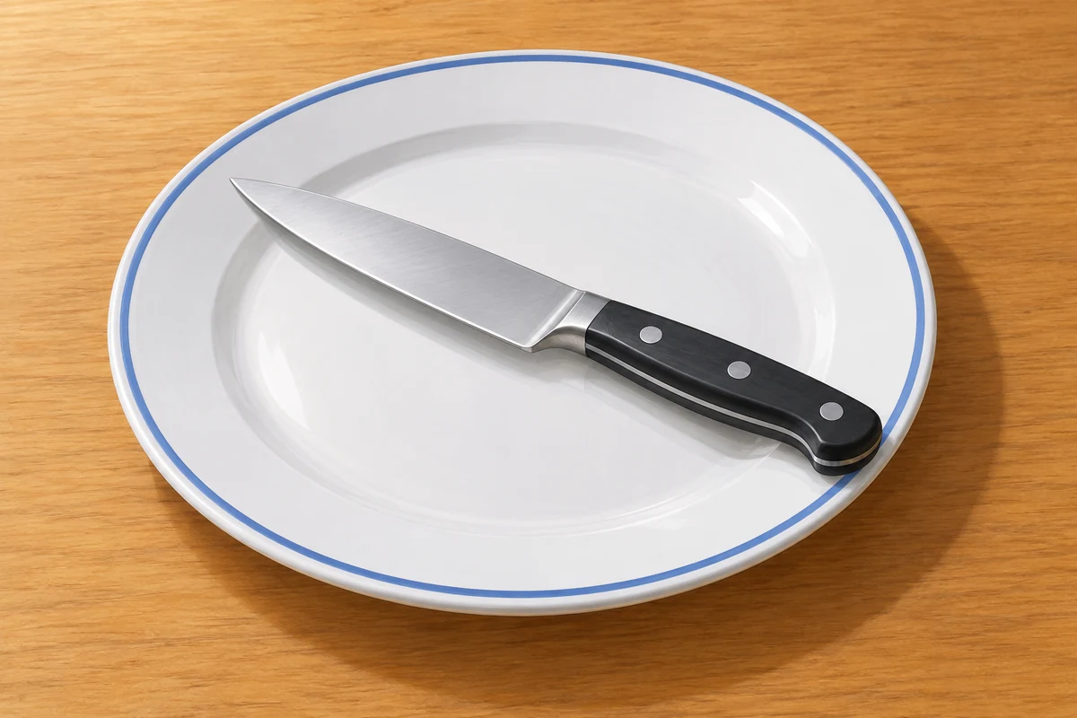 A knife on the plate.