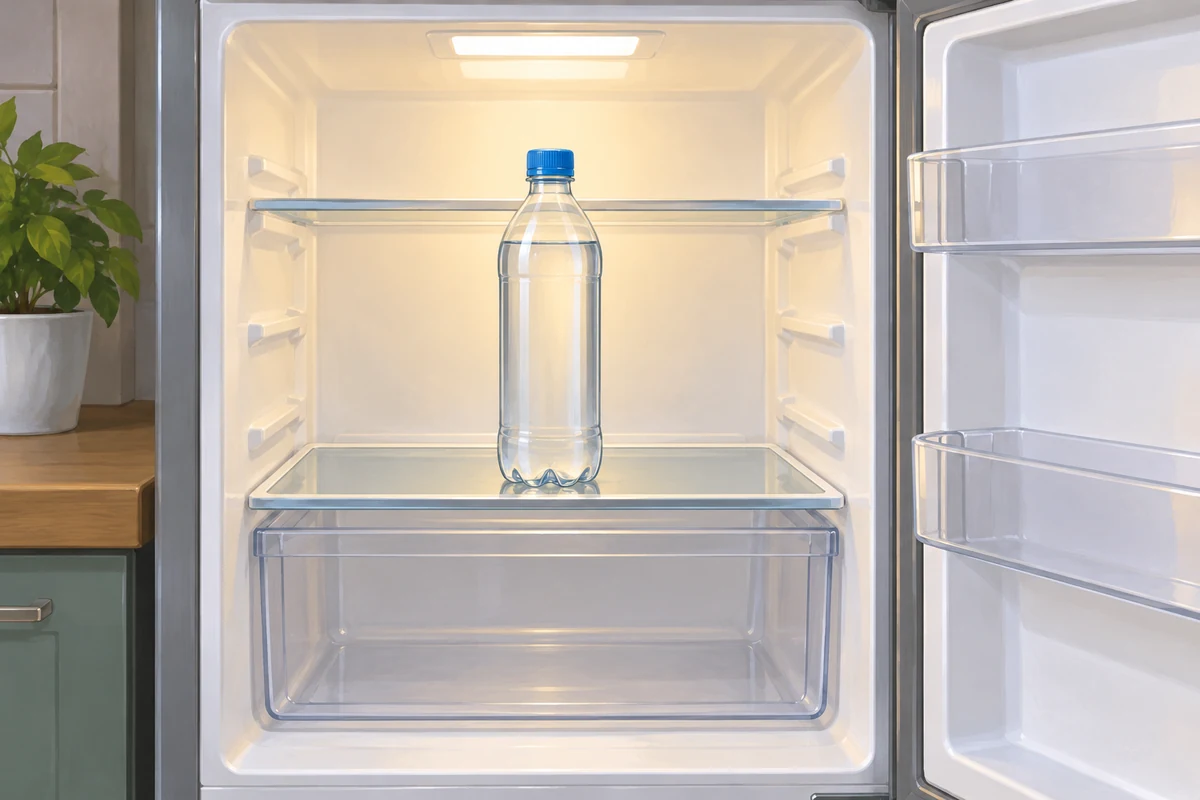 A bottle in the refrigerator.