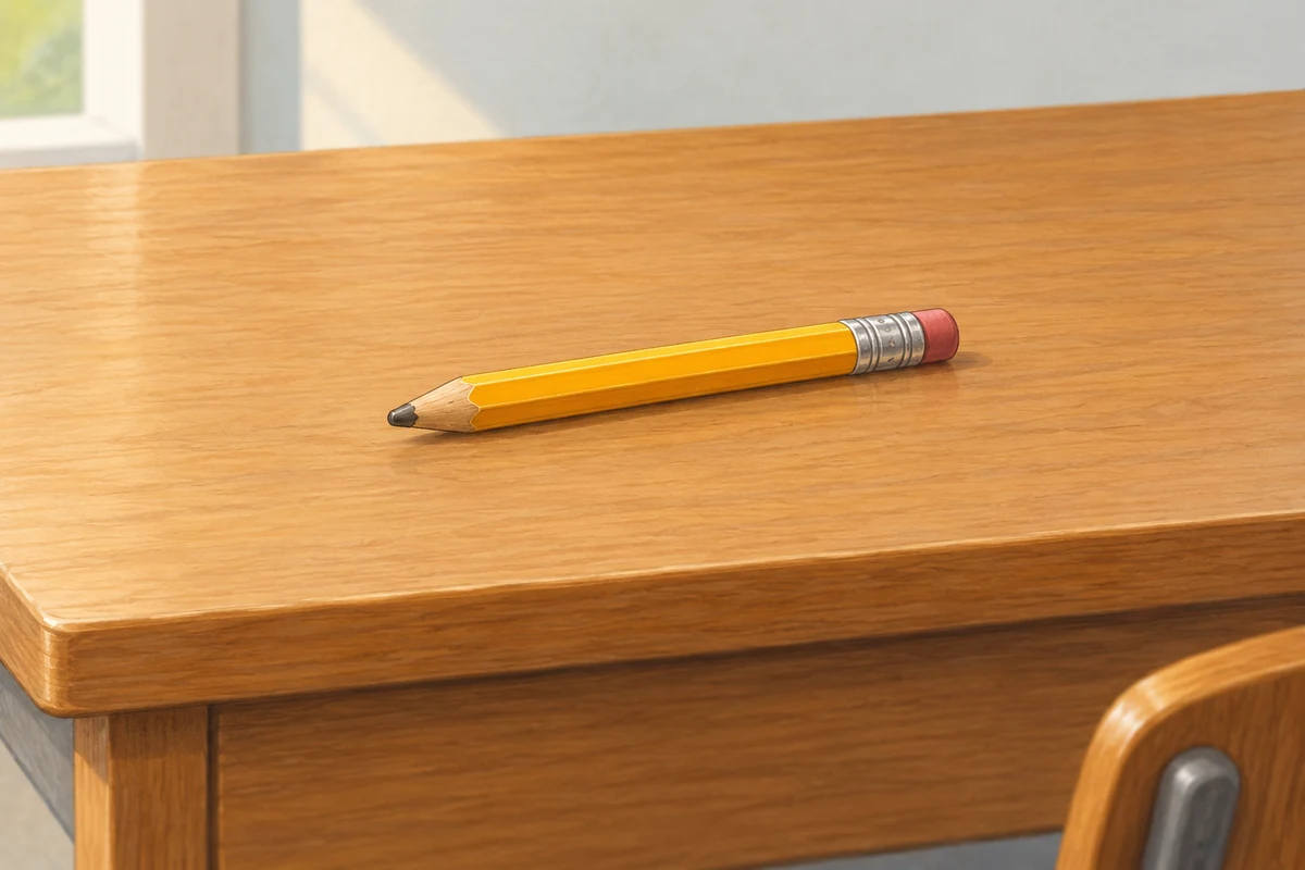 A pencil on the desk.