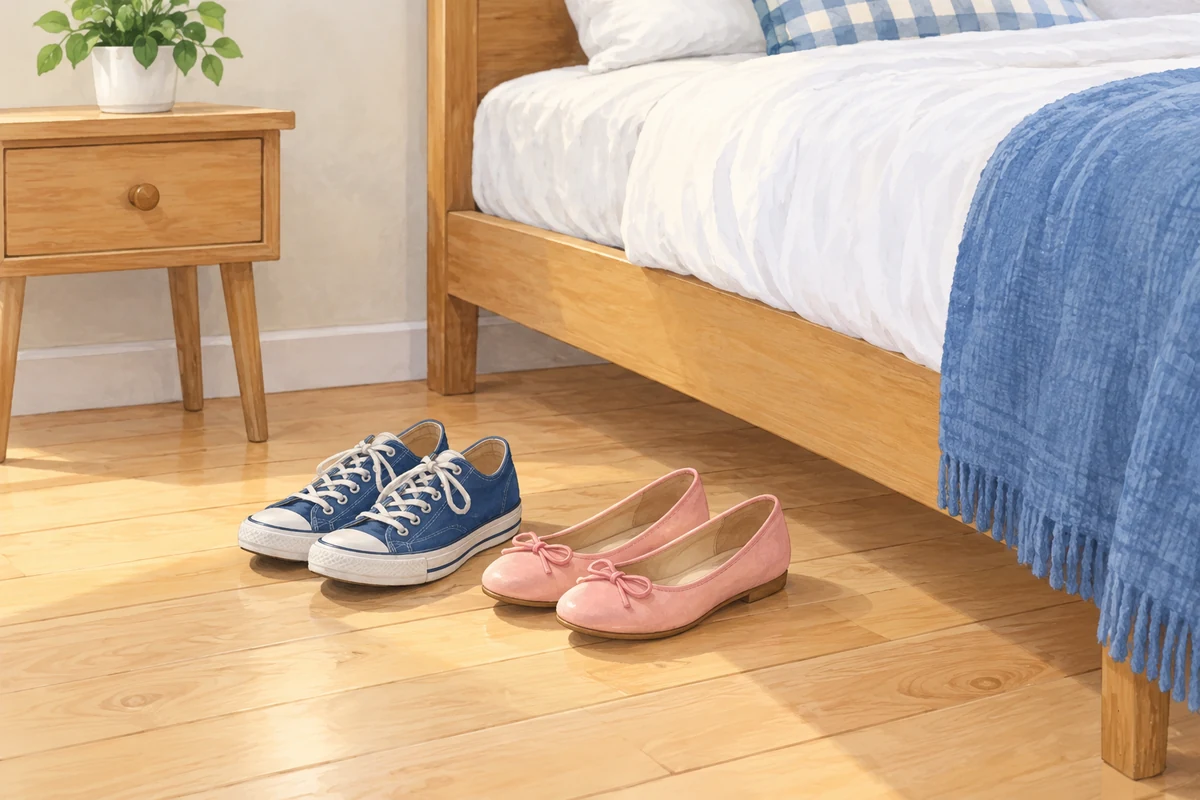 Some shoes on the floor.
