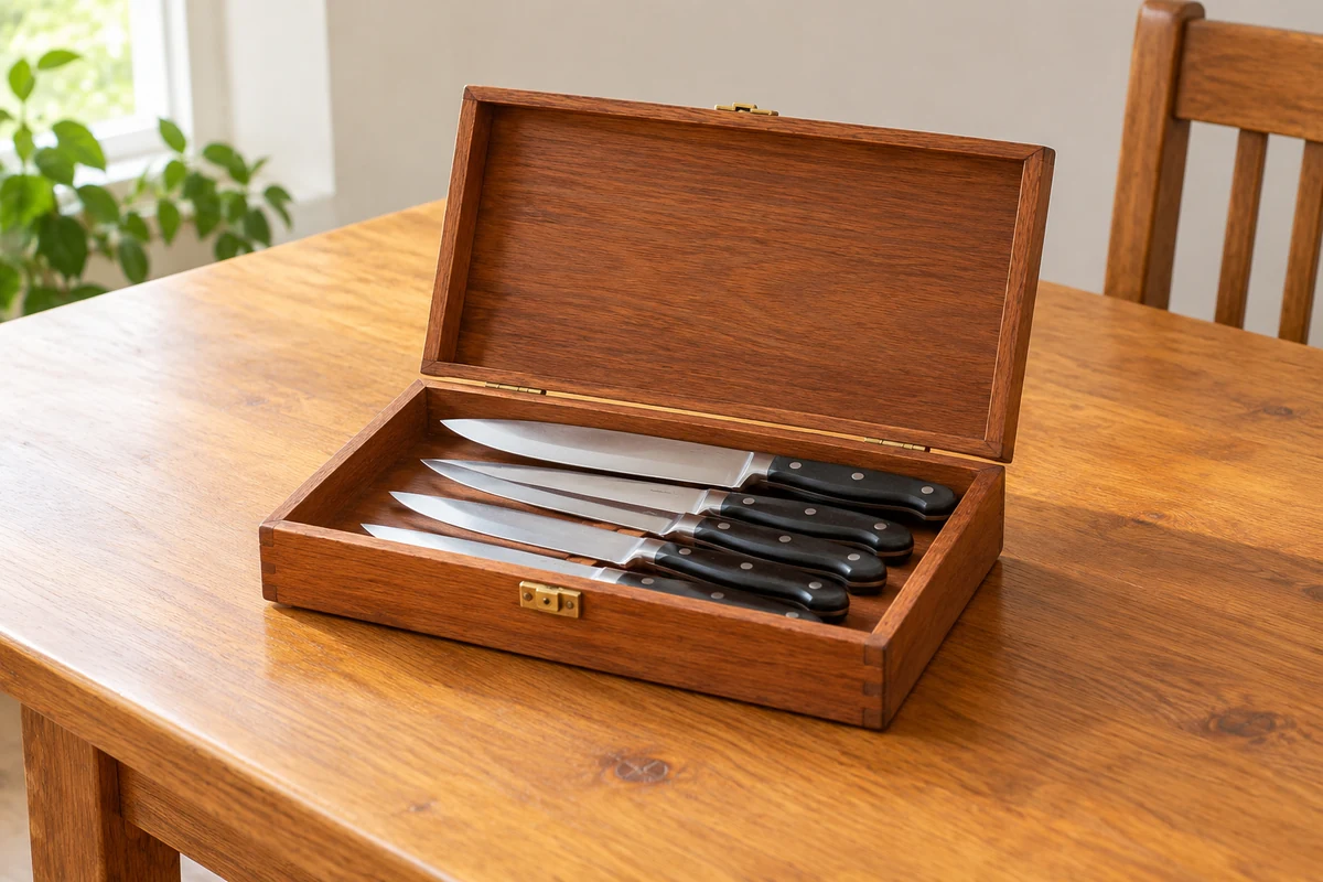 Some knives on the table.