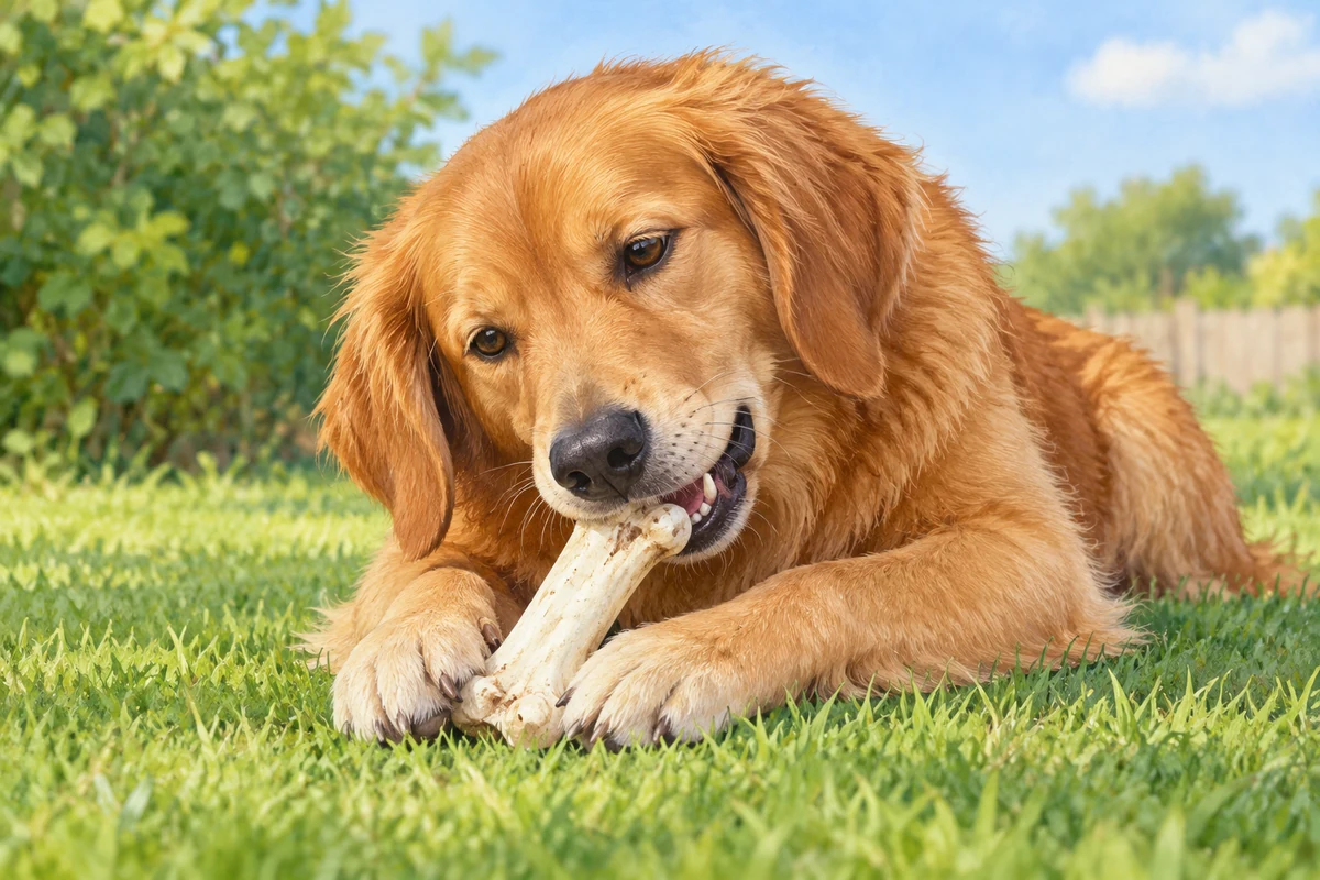 It is eating a bone.