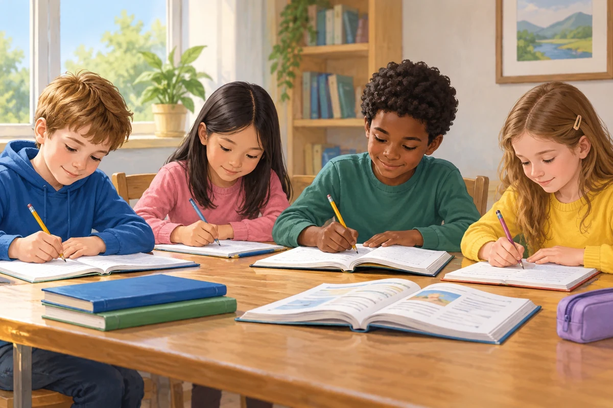 The children are doing their homework.