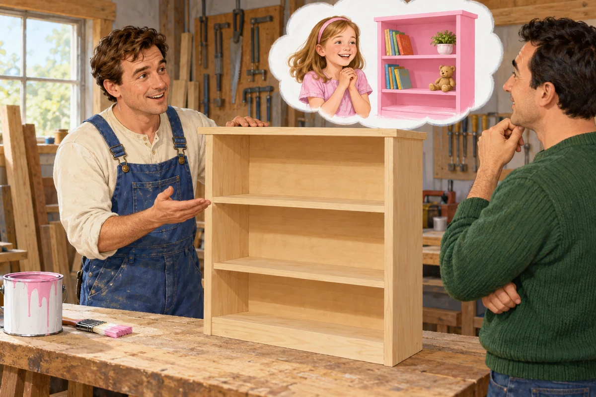 George explains that the bookcase is for Susan.