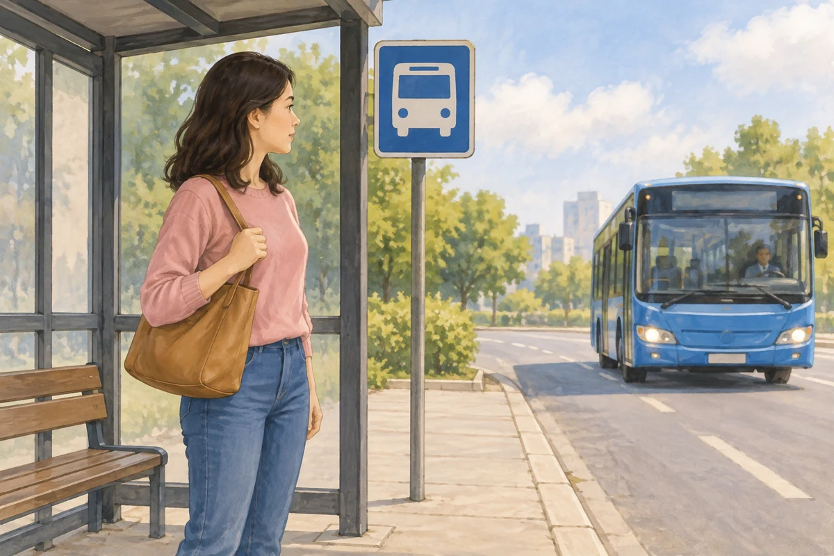 Now I am waiting for a bus.