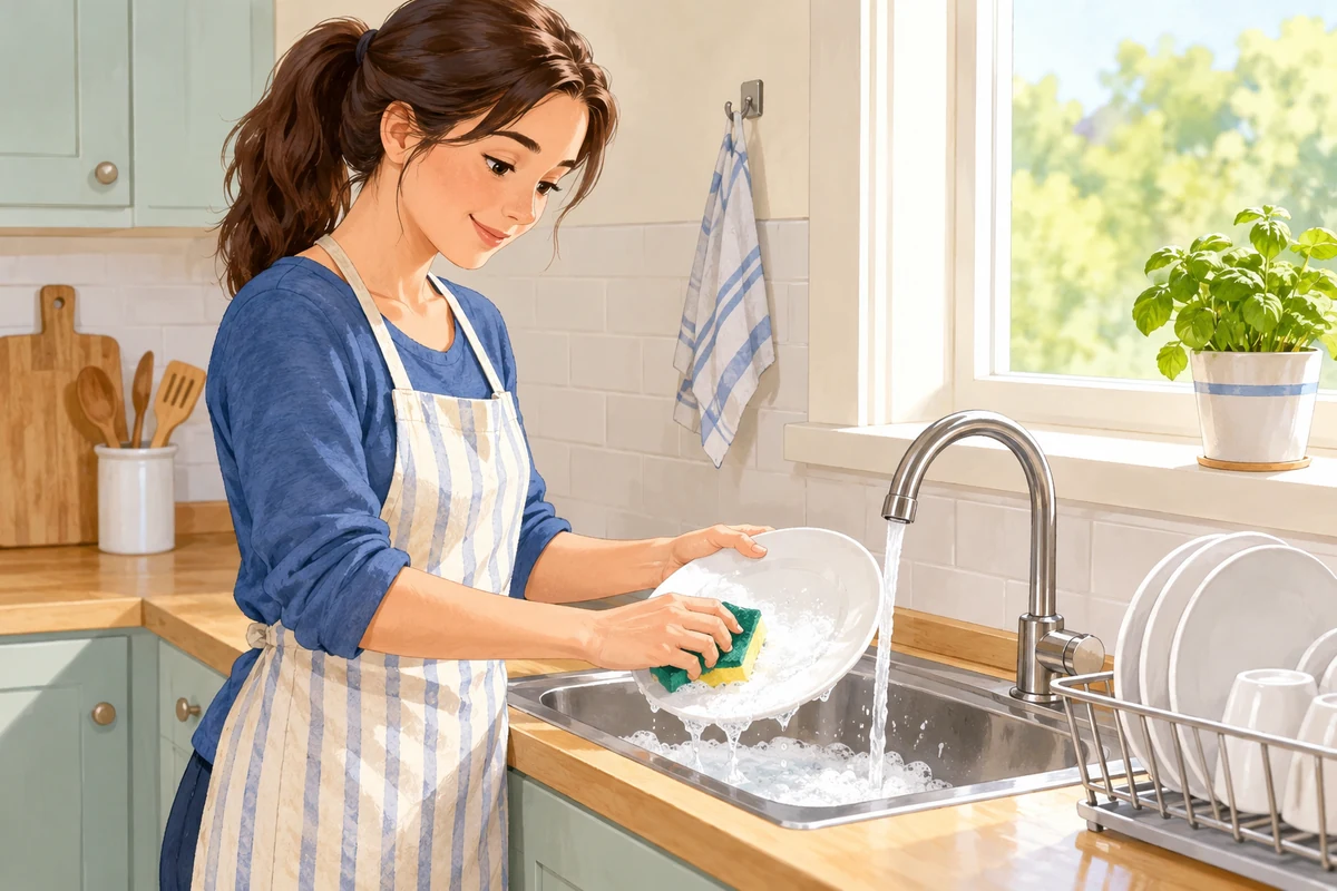Now I am washing the dishes.