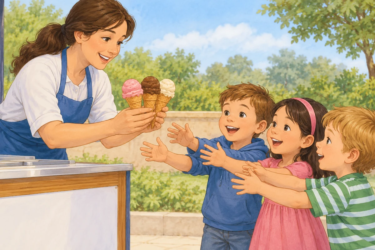 ice creams / to the children
