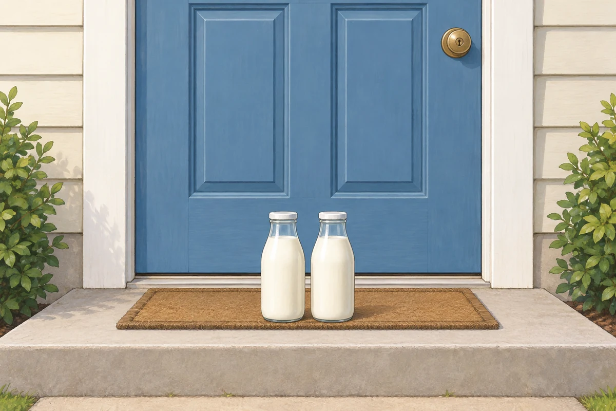 milk in front of the door