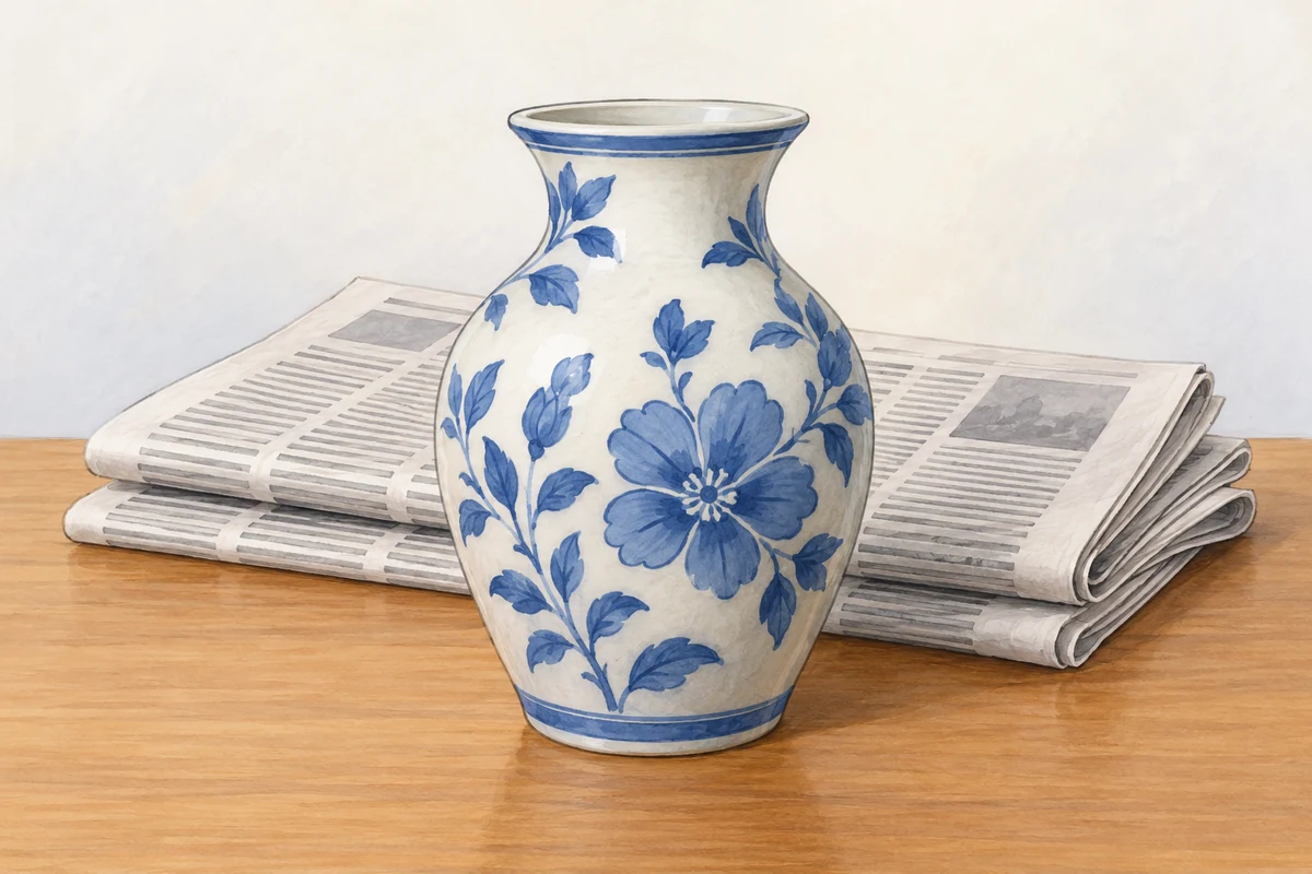 newspapers behind that vase