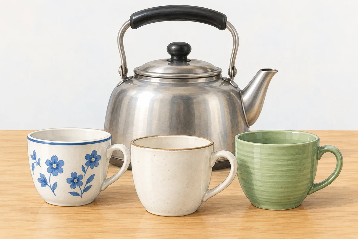 cups in front of that kettle