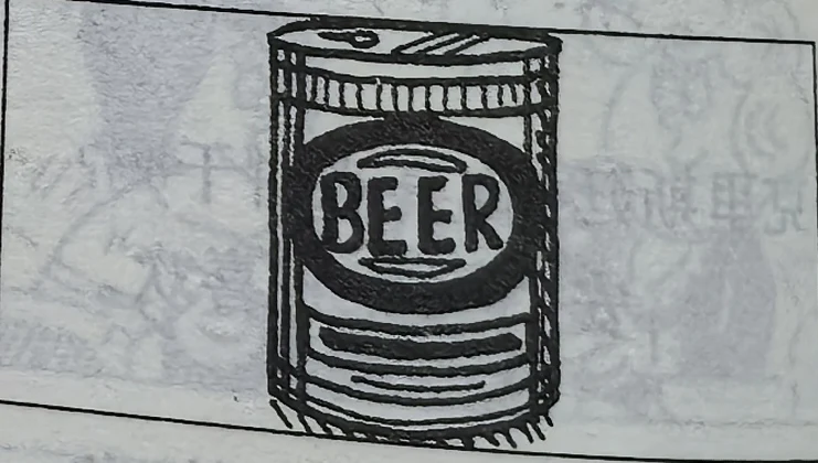 A can labelled BEER.