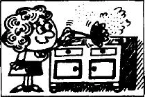 A woman dusts a cupboard.