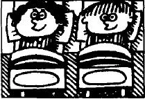 Two children are shown in separate beds.