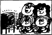A family watches television.