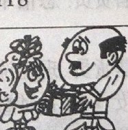 A girl thanks her father, who holds flowers.