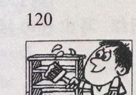 A man paints a bookcase with a brush.