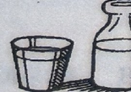 A glass and a bottle of milk.
